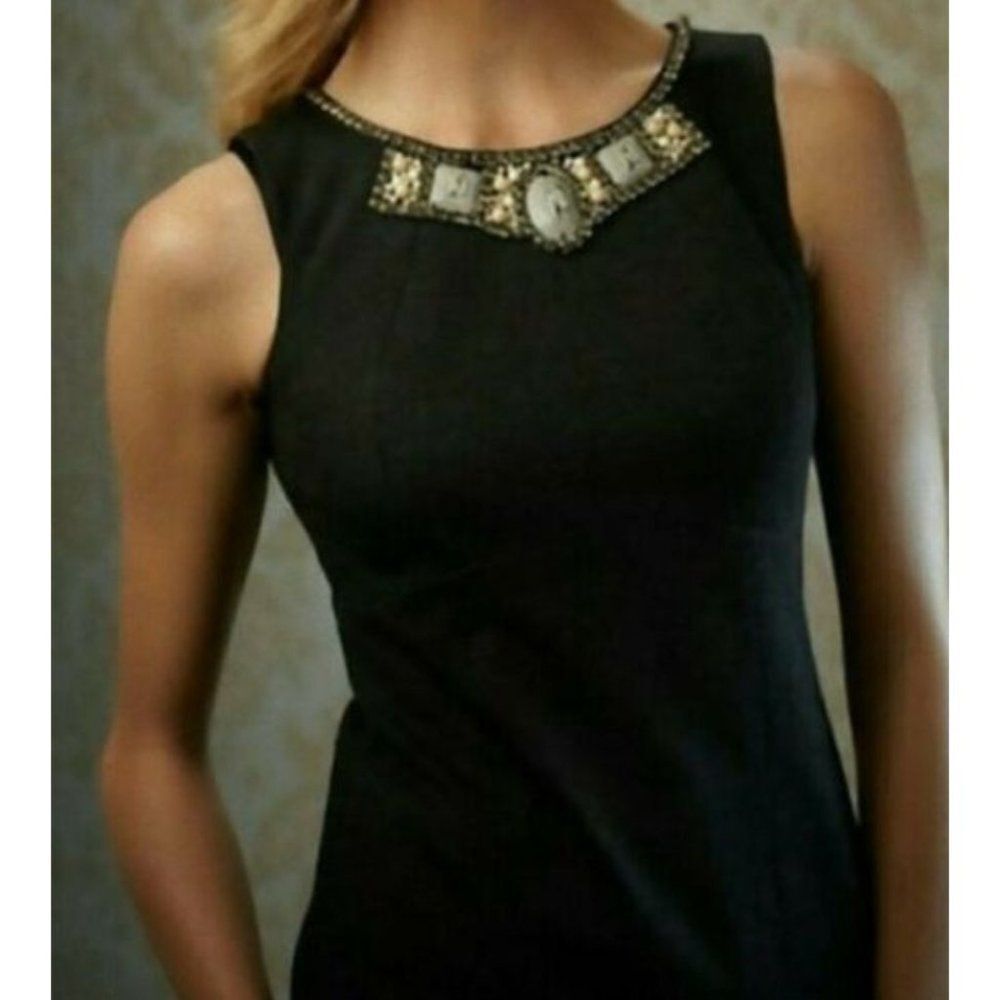 cAbi Size 4 The Glitz‎ Studded Beaded Sleeveless Top Blouse Charcoal Gray Zip